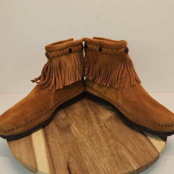 Minnetonka Back Zip Boot - Chestnut Women's Size 9.5 - Picture 7 of 10